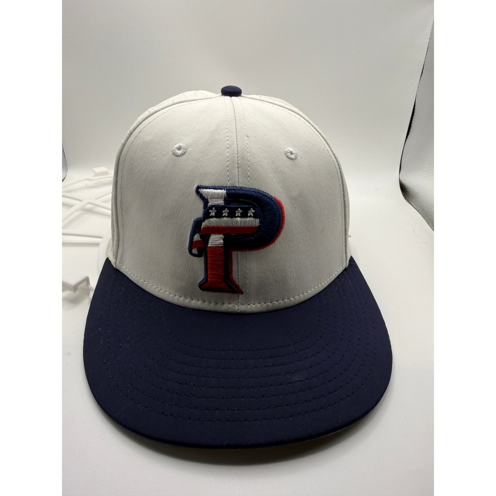 POTOMAC NATIONALS Hat Mens L/XL White Navy Excellent Perforated Fitted Cap